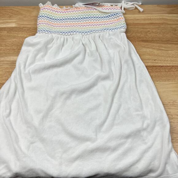 Wild Fable Women's White Rainbow Sleeveless Smocked Terry Dress - Medium - NWT - Picture 1 of 10